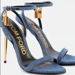 Tom Ford Blue and Gold Heels with Stiletto Design